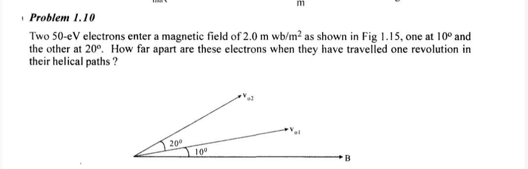 Solved ון Problem 1.10 Two 50-eV electrons enter a magnetic | Chegg.com