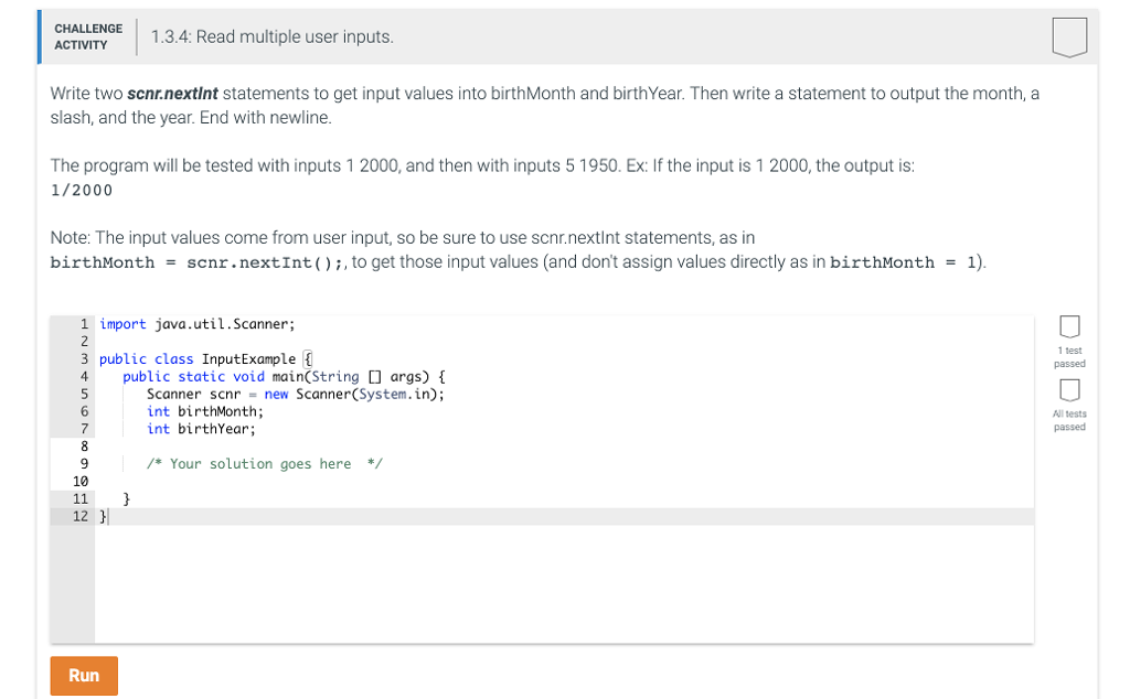 Solved CHALLENGE ACTIVITY 1.3.4: Read Multiple User Inputs | Chegg.com