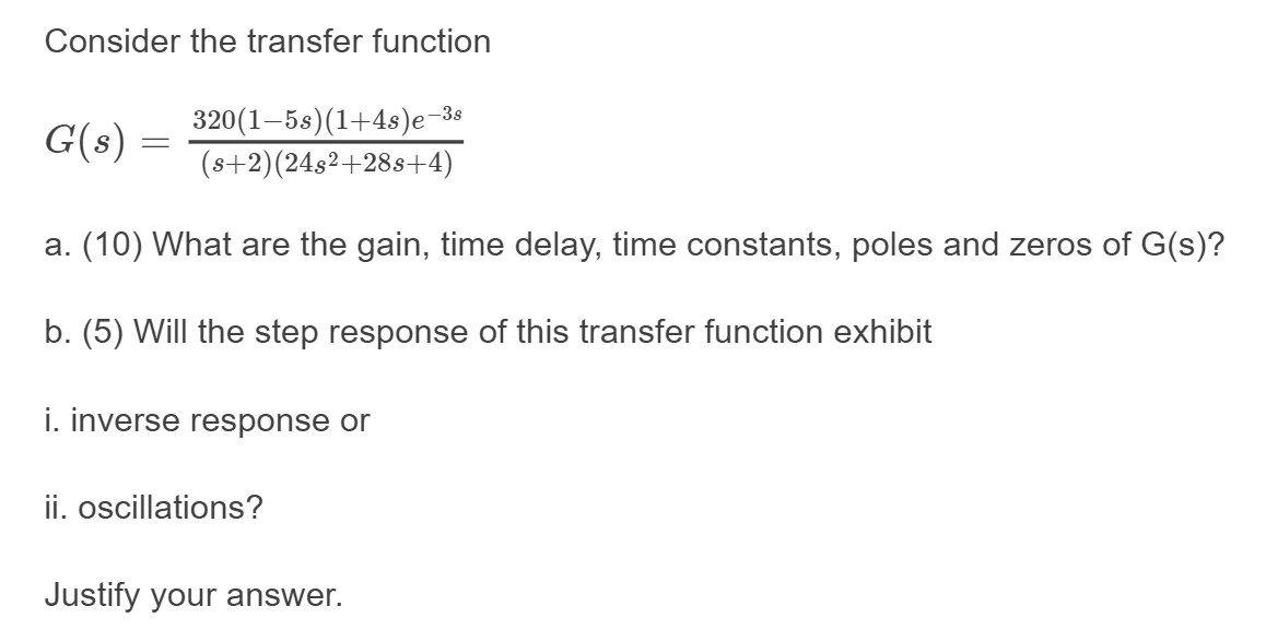 Solved Consider the transfer function G(s) | Chegg.com