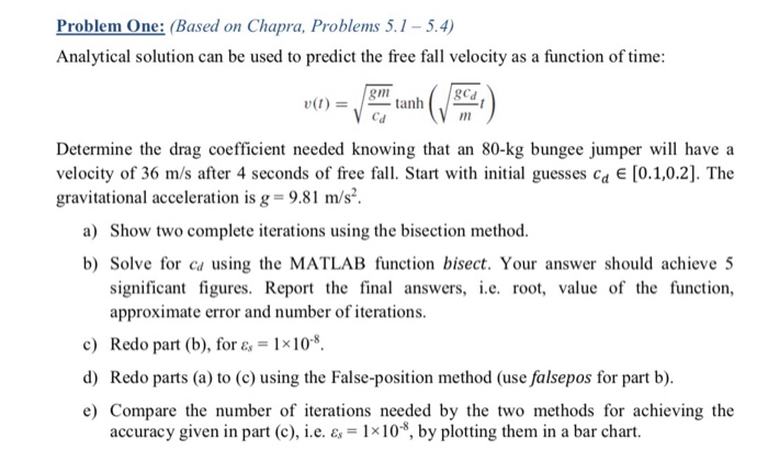 Solved Problem One: (Based on Chapra, Problems 5.1-5.4) | Chegg.com