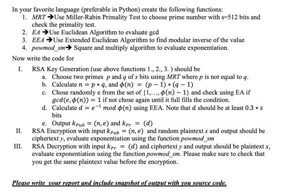 Solved In your favorite language (preferable in Python) | Chegg.com