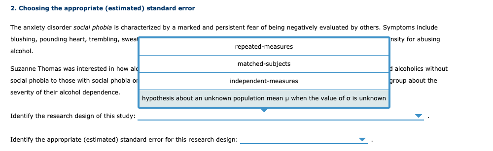 Solved 2. Choosing the appropriate (estimated) standard | Chegg.com