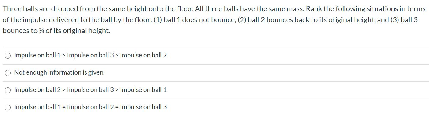 Solved Three balls are dropped from the same height onto the | Chegg.com