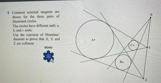 Solved 5 Common external tangents are drawn for the three | Chegg.com