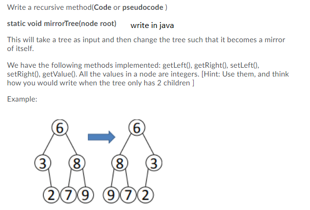 Solved Write a recursive method(Code or pseudocode) static | Chegg.com