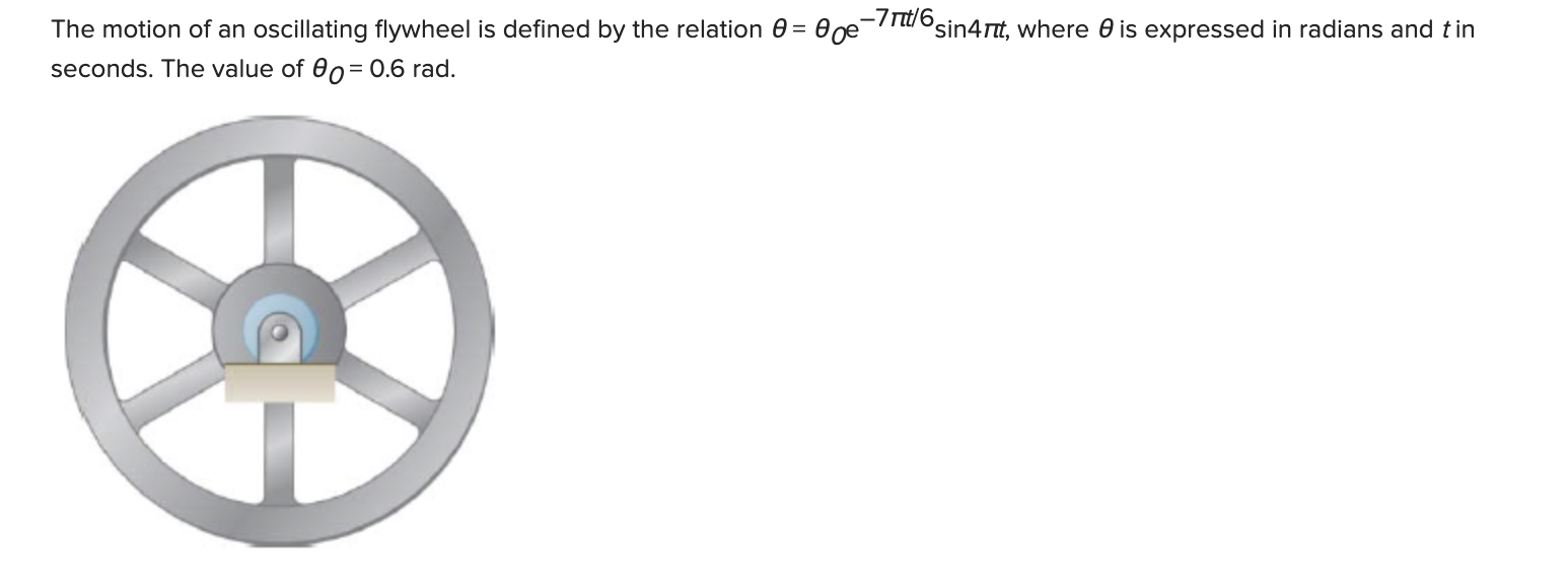 Solved The motion of an oscillating flywheel is defined by | Chegg.com