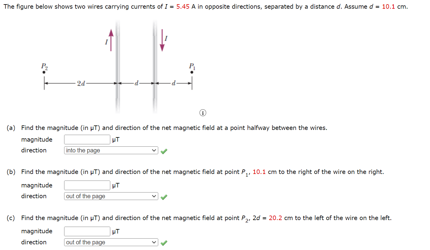 Solved The Figure Below Shows Two Wires Carrying Currents Of | Chegg.com