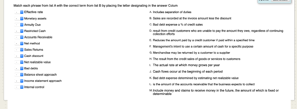 Solved Match each phrase from list A with the correct term | Chegg.com