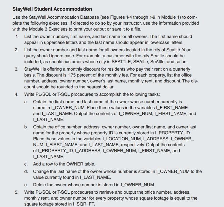 Solved StayWell Student Accommodation Use the StayWell Chegg