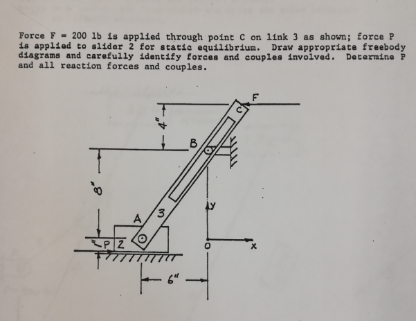 Solved Force F 200 lb is applied through point c on link 3 Chegg