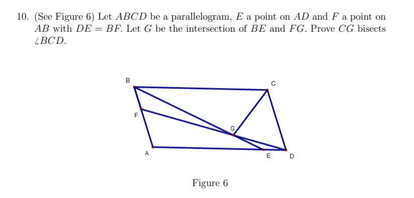 Solved 10. (See Figure 6) Let ABCD be a parallelogram, E a | Chegg.com