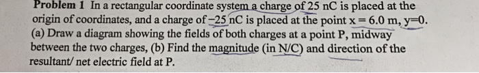 Solved Problem i rectangular coordinate system a charge of | Chegg.com
