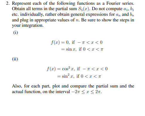 Solved Represent each of the following functions as a | Chegg.com