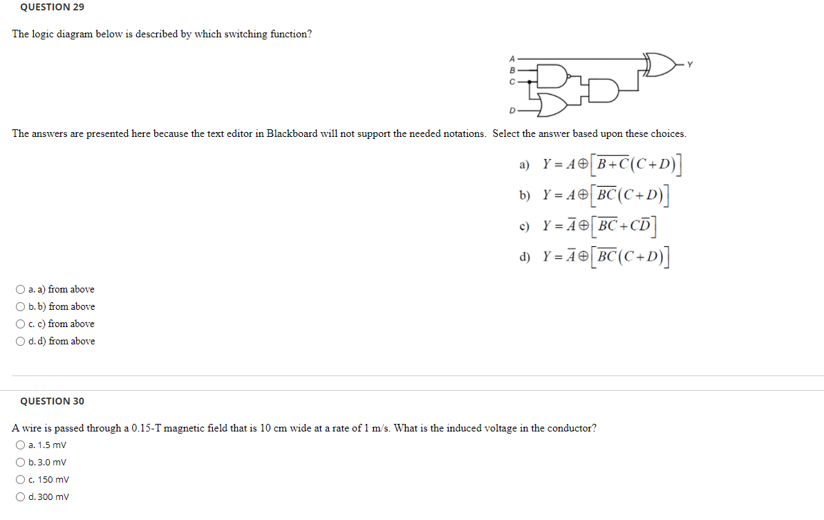 Solved QUESTION 29 The Logic Diagram Below Is Described By | Chegg.com