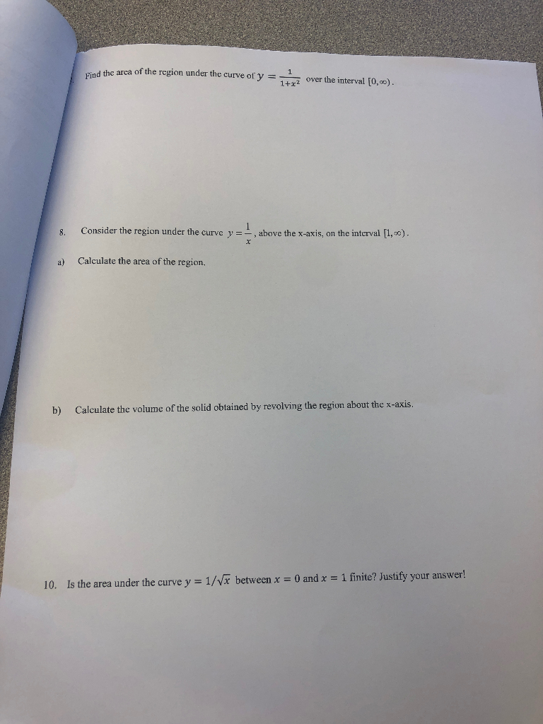 Solved f the region under the curve of y = - 1 Find the area | Chegg.com