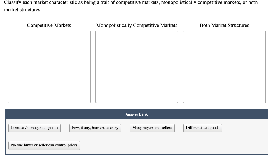 Solved Classify each market characteristic as being a trait | Chegg.com