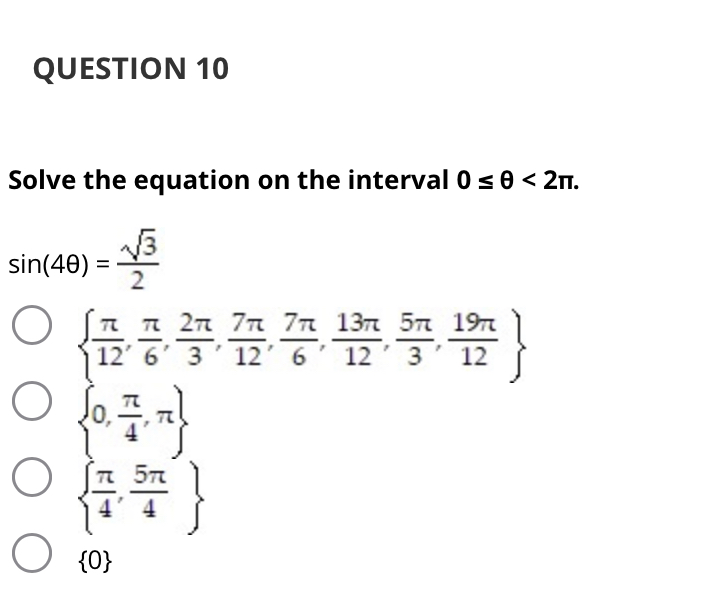Solved Solve the equation on the interval \\( 0 \\leq | Chegg.com