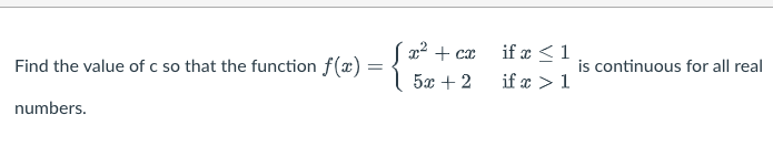 Solved Find the value of c so that the function | Chegg.com