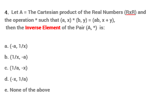 Solved 4. Let A = The Cartesian Product Of The Real Numbers | Chegg.com