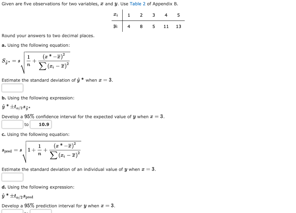 Solved Given Are Five Observations For Two Variables, And . | Chegg.com