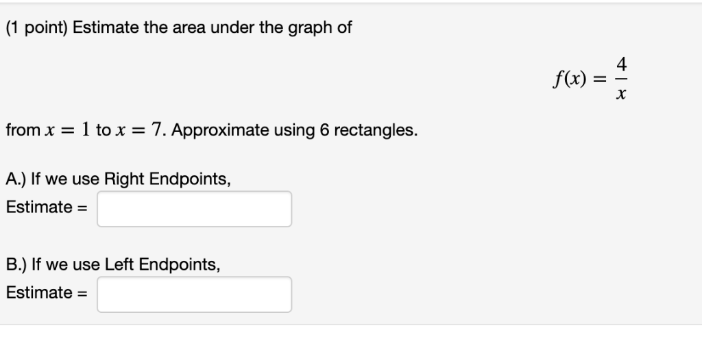 Solved (1 point) Estimate the area under the graph of 4 f(x) | Chegg.com