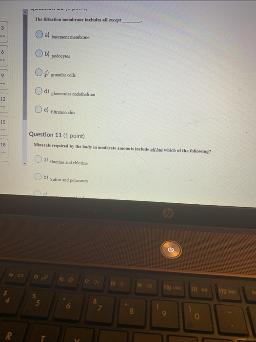 Solved The filtration membrane includes all except 3 a)