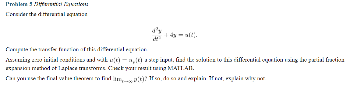 Solved Problem 5 Differential Equations Consider the | Chegg.com