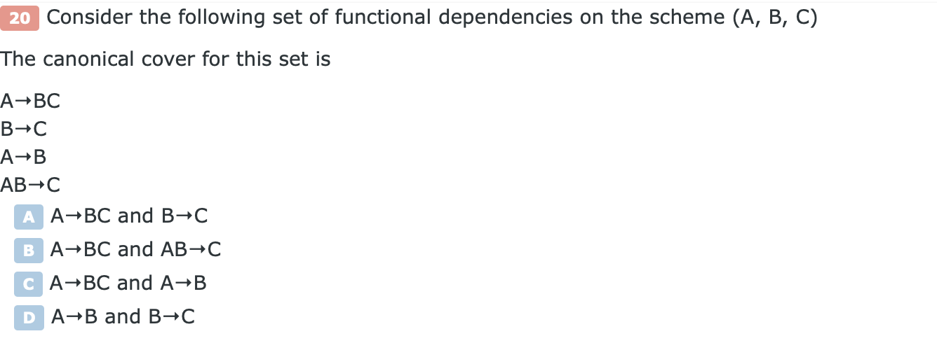 Solved 20 Consider the following set of functional | Chegg.com