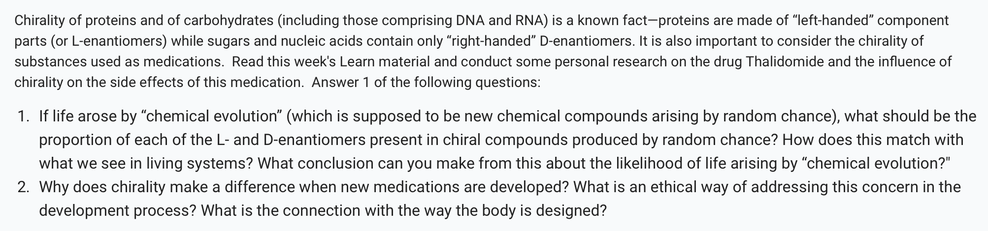 Solved Chirality of proteins and of carbohydrates (including | Chegg.com