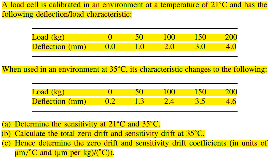 Solved A load cell is calibrated in an environment at a