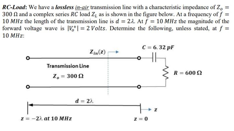 Solved = RC-Load: We Have A Lossless In-air Transmission | Chegg.com