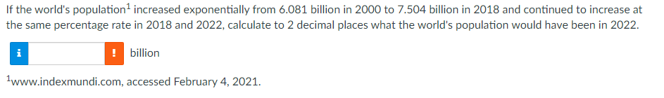 Solved If the world's population increased exponentially | Chegg.com