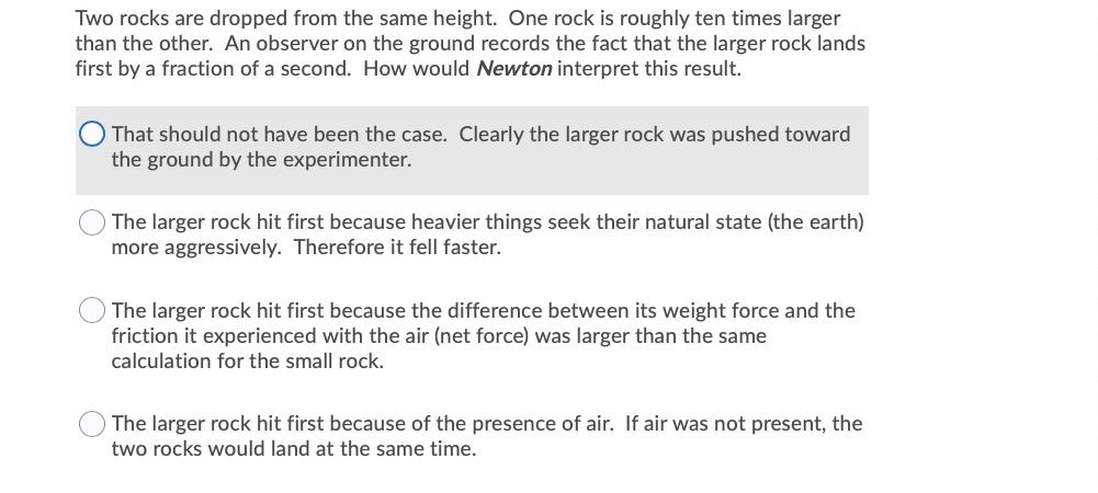 Solved Two rocks are dropped from the same height. One rock | Chegg.com