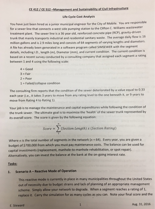 CE 412/CE 512 -Management and Sustainability of Civil | Chegg.com
