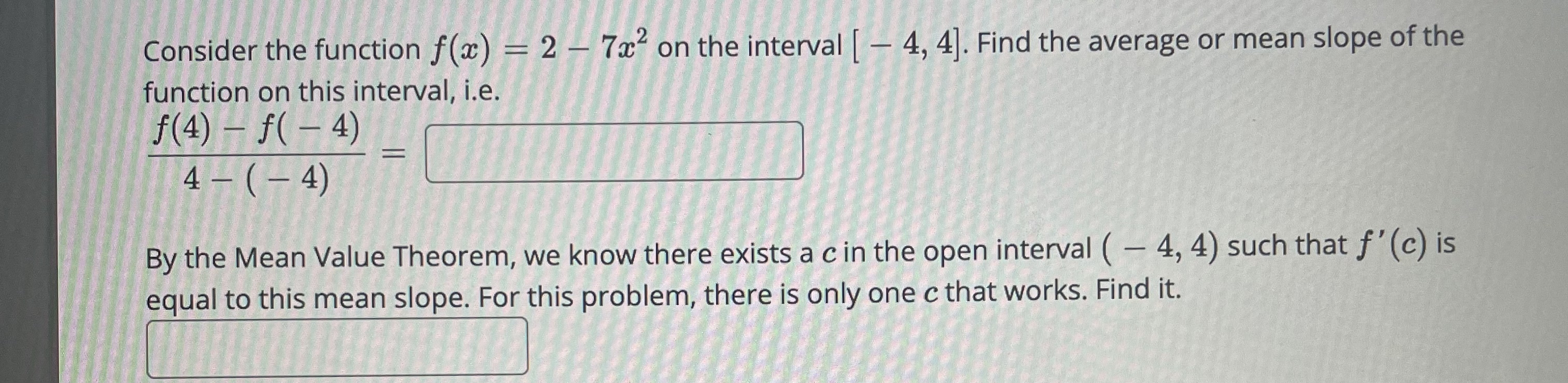 Solved Consider The Function F(x)=2−7x2 On The Interval | Chegg.com