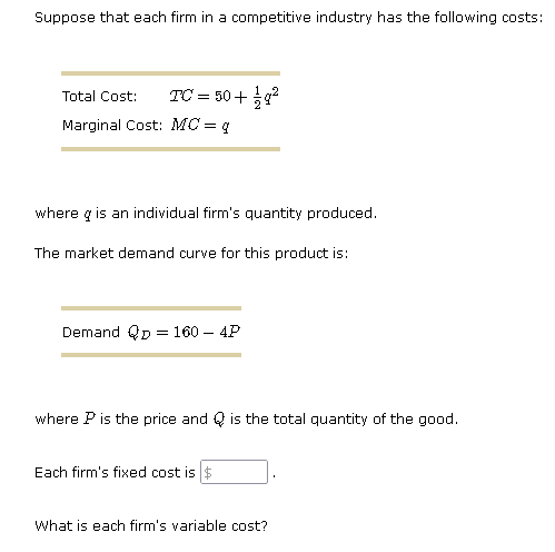 Solved Suppose that each firm in a competitive industry has | Chegg.com