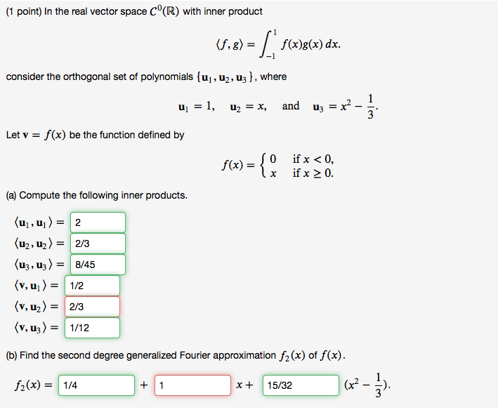 Solved 1 Point In The Real Vector Space Cº R With Inne Chegg Com