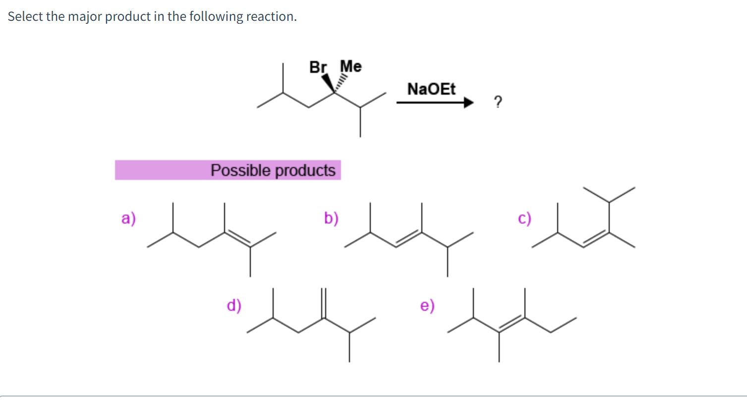 What Is The Major Product Of The Following Reaction Naoet