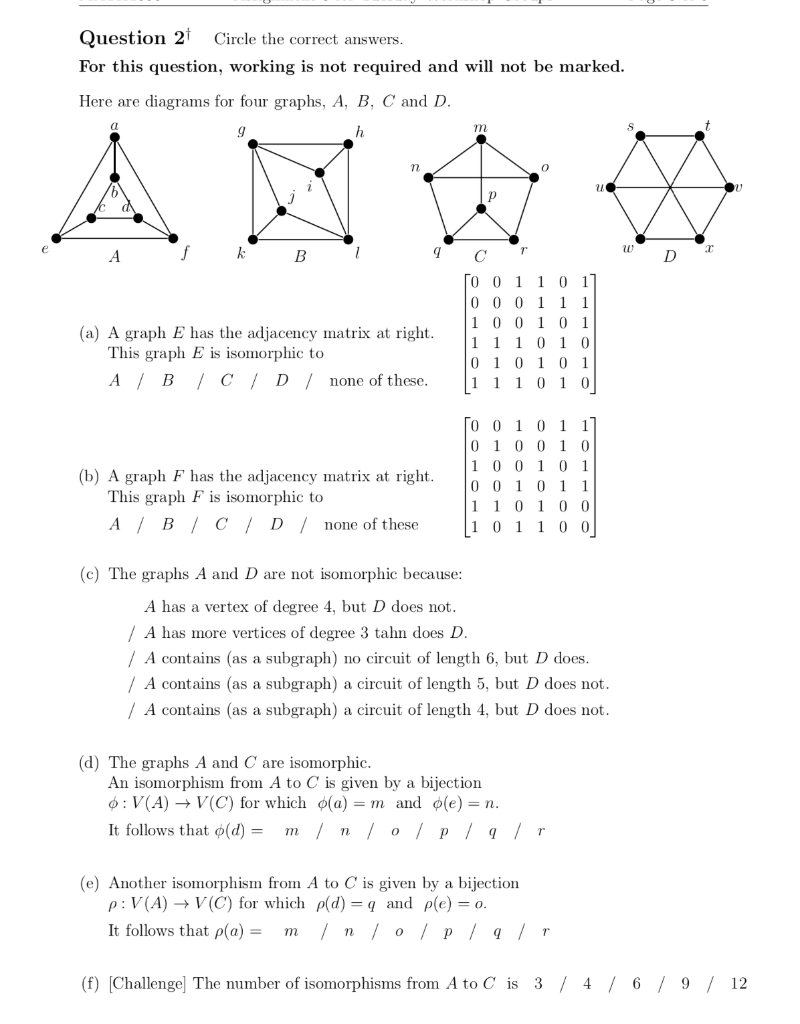 Question 21 Circle the correct answers For this | Chegg.com