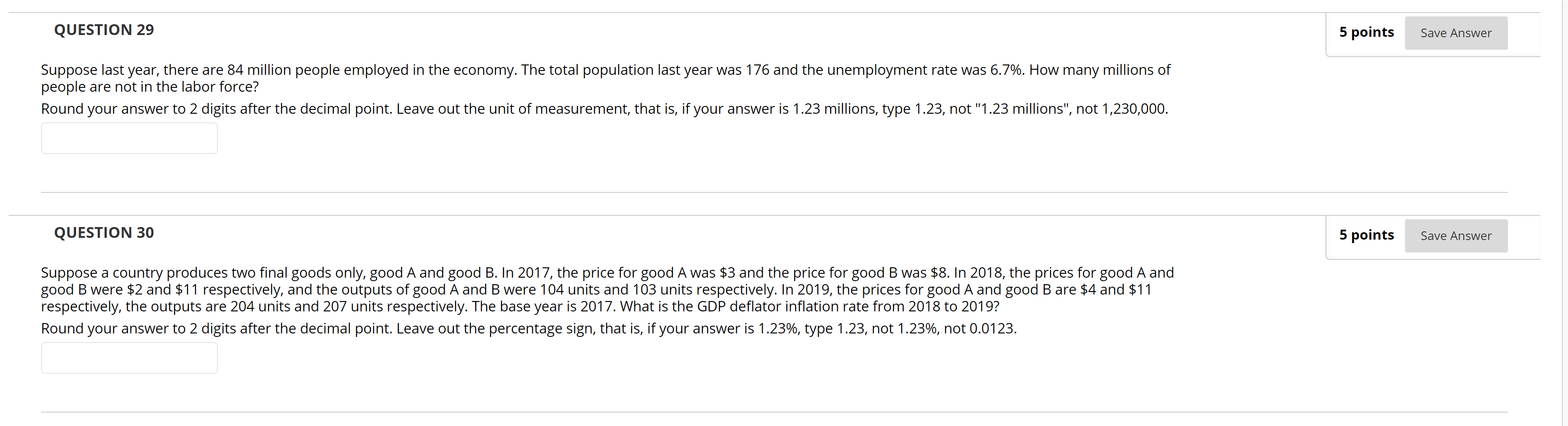 Solved QUESTION 29 5 points Save Answer Suppose last year, | Chegg.com