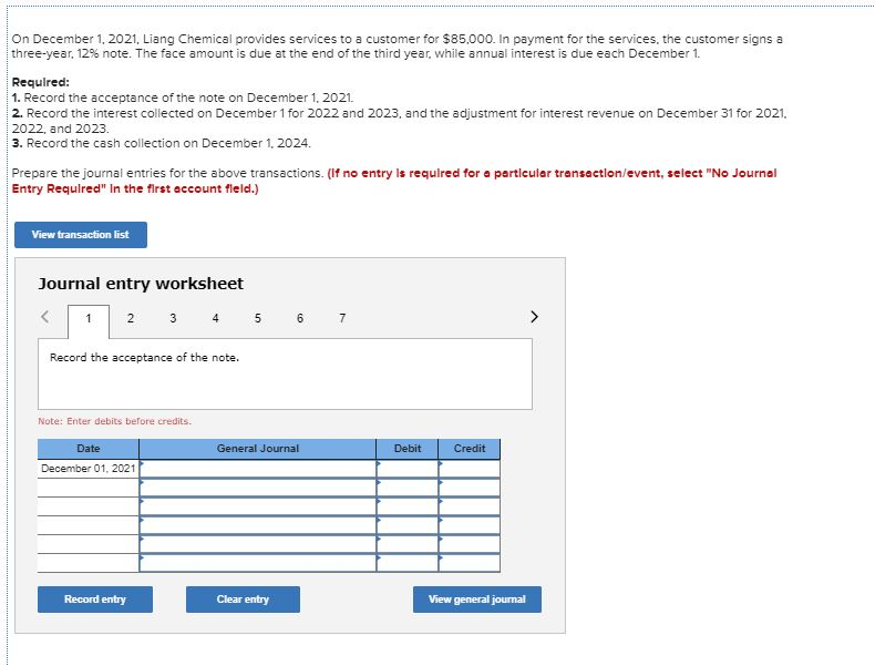 Solved On December 1, 2021, Liang Chemical provides services