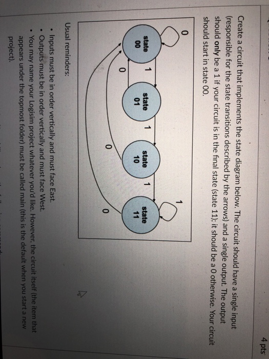 Solved 4 pts Create a circuit that implements the state | Chegg.com