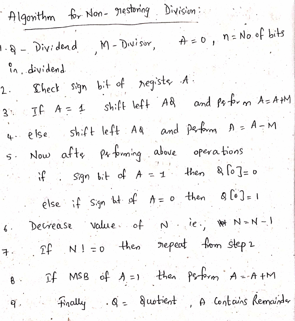 Solved Erform B Using Non Restoring Method 22 B 4 Ii 46 B 11 Iii 31 B 7 Q