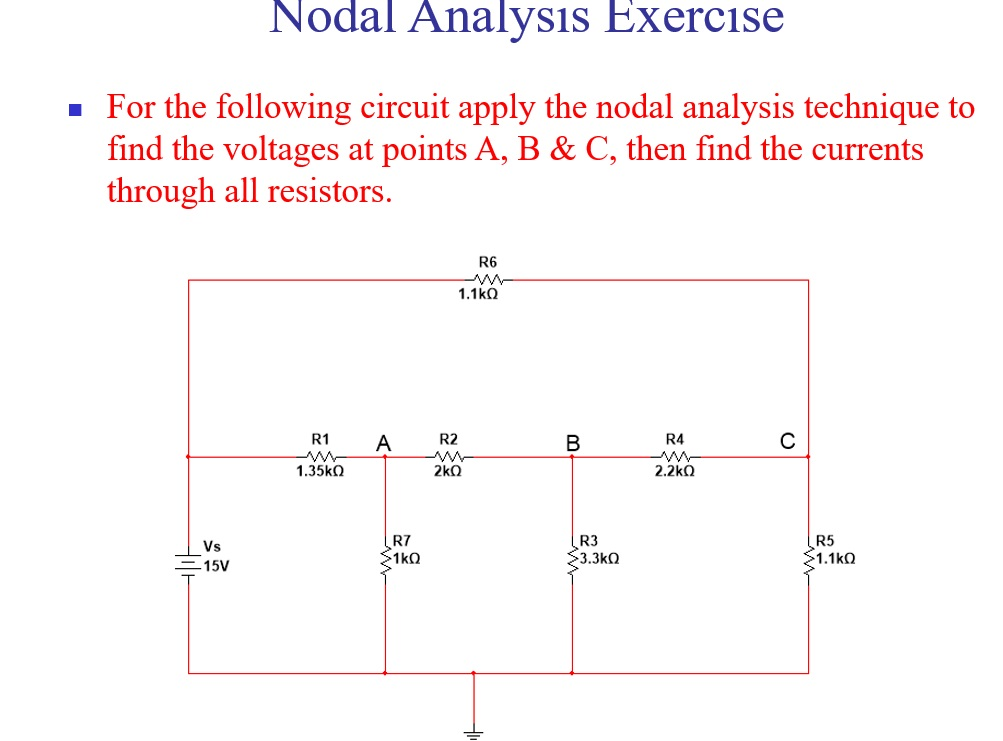 Solved Nodal Analysis Exercise • For The Following Circuit | Chegg.com