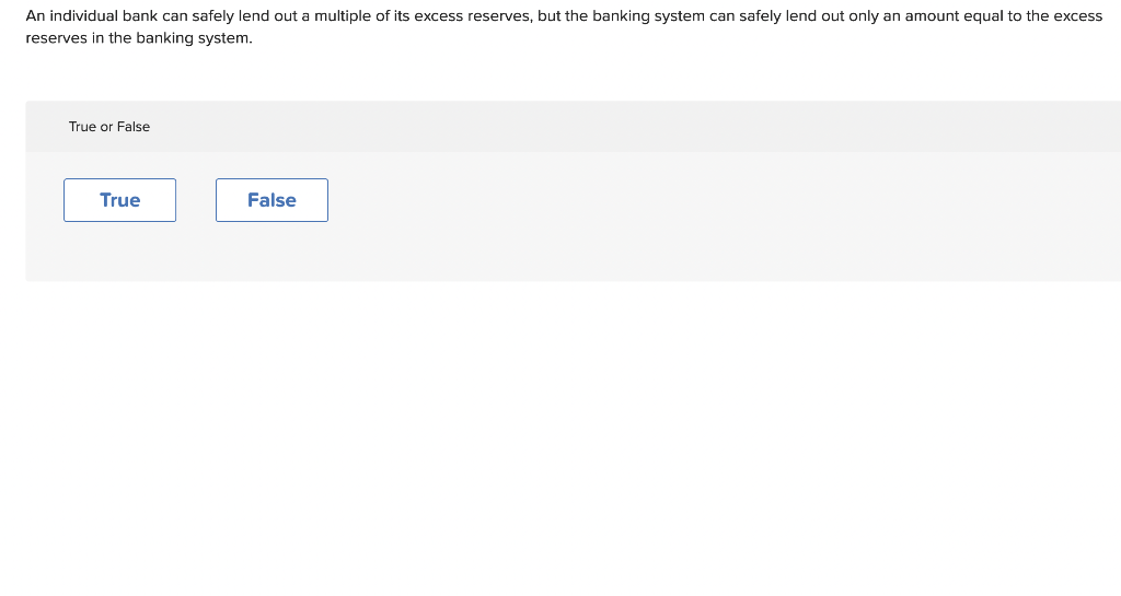 Solved An individual bank can safely lend out a multiple of