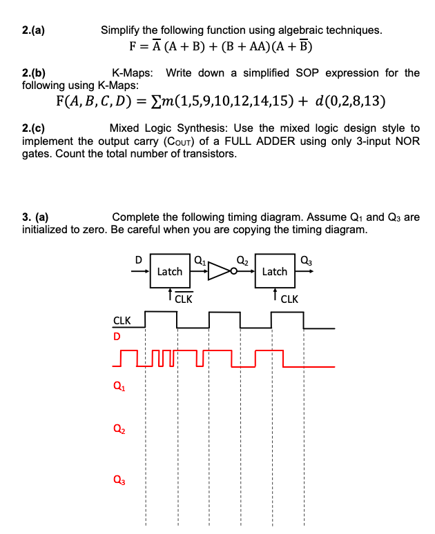 Solved Simplify the following function using algebraic | Chegg.com