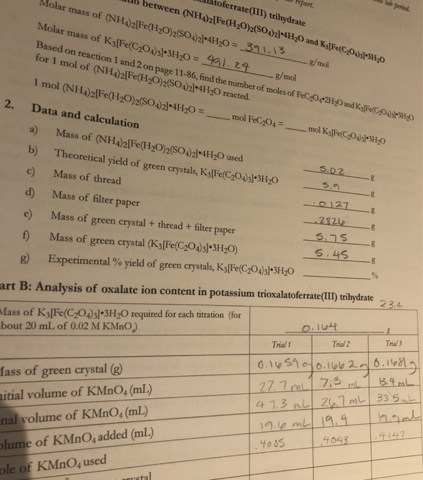 4 Calculate The Mole Of Kmno4 Consumed In Each