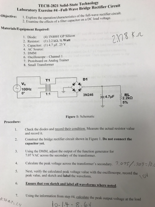 Solved ory Exercise 4Fullwave Bridge Rectifier Circuit 1.