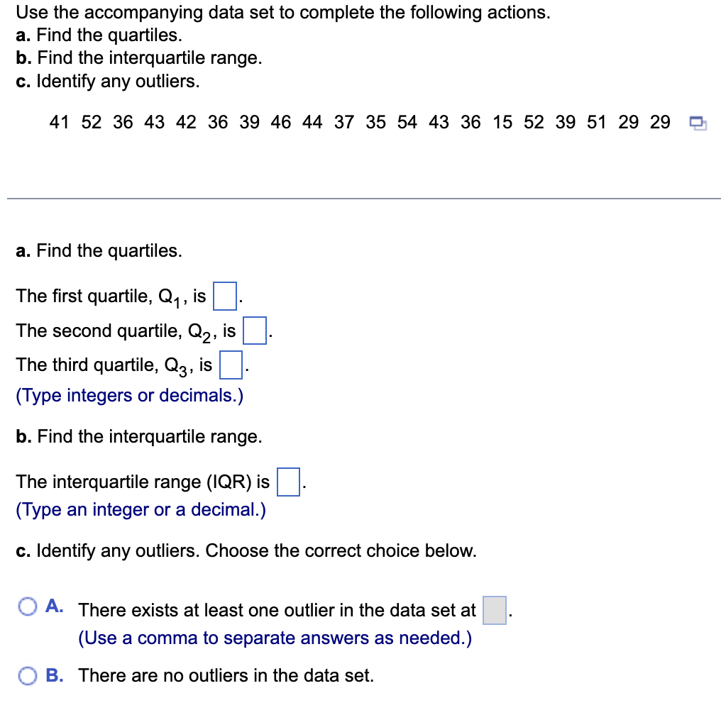 Solved Use The Accompanying Data Set To Complete The | Chegg.com