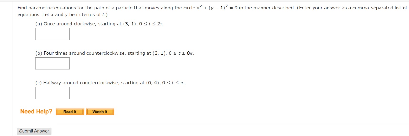 Solved Find Parametric Equations For The Path Of A Particle | Chegg.com